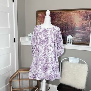 NWT HAPPY X NATURE long sleeve poplin boho cottagecore dress AB